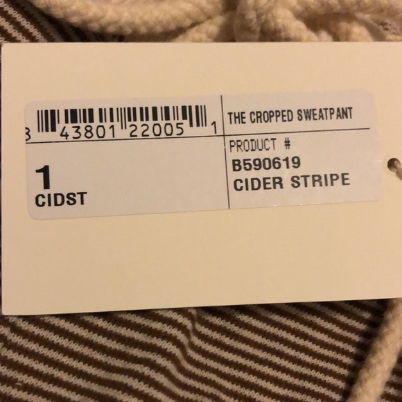 THE GREAT Striped NWT The Cropped Sweatpants with Drawstring size 1 (Medium) - Picture 5 of 13